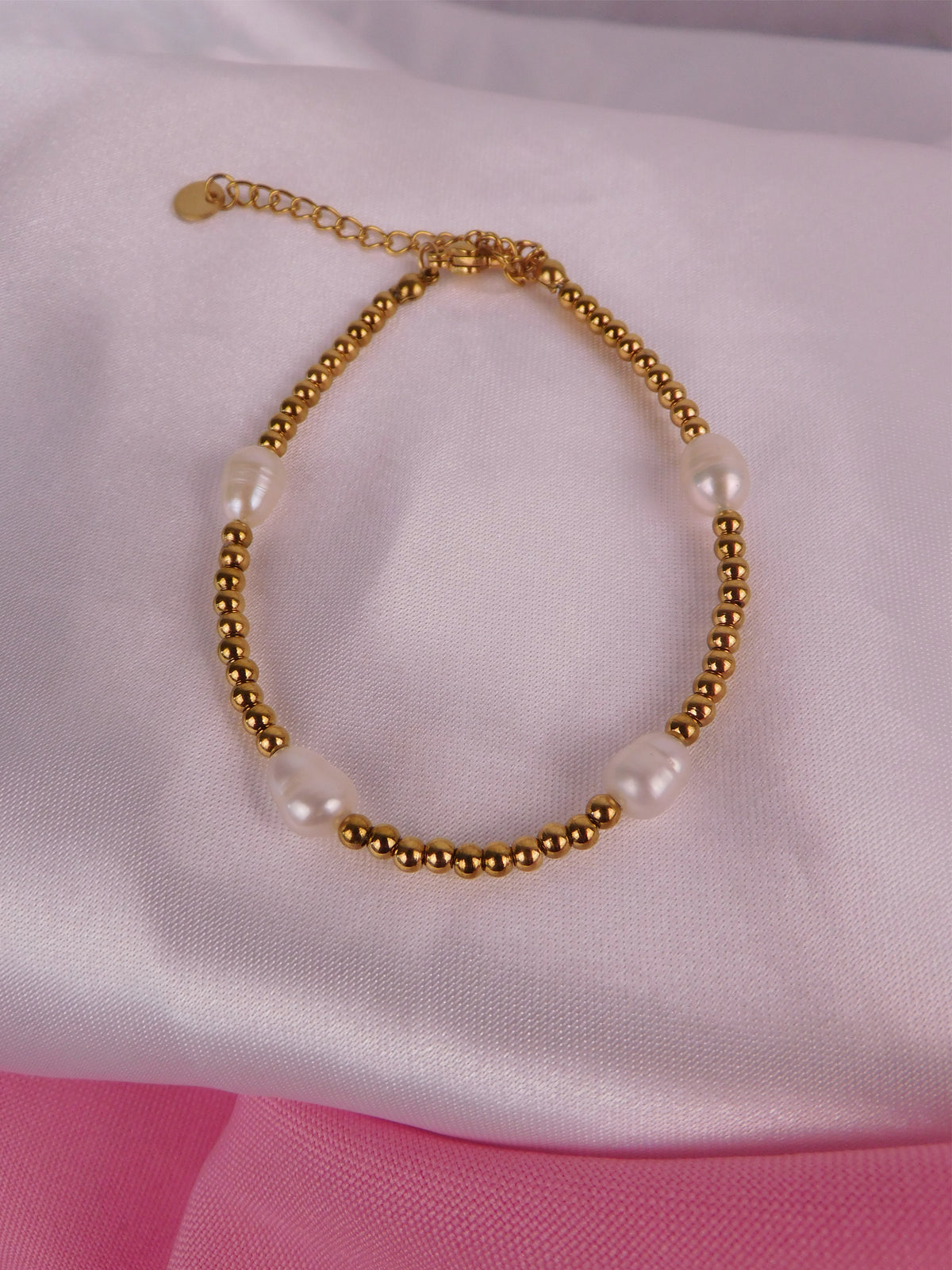 Pulsera Perla Quattro Dorado