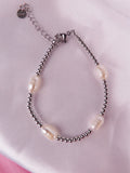 Pulsera Perla Quattro Plateada