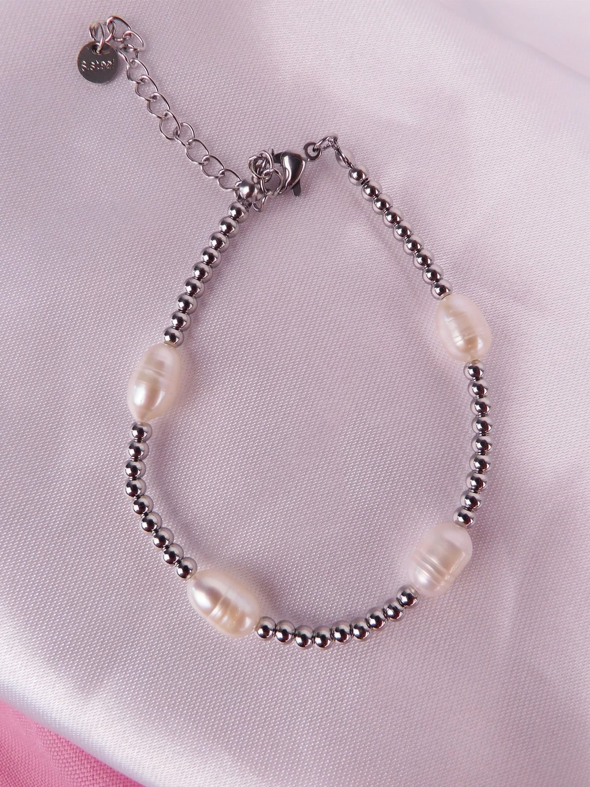 Pulsera Perla Quattro Plateada