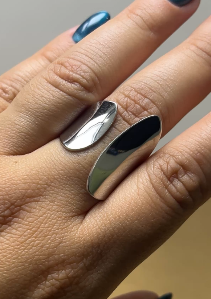 Anillo Eclipse Dual Plateado