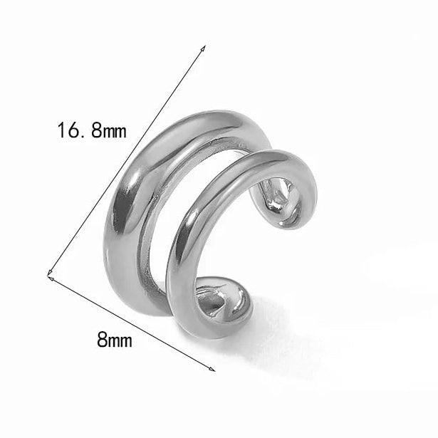 Ear Cuff Doble Aro Plateado